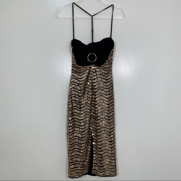 H:ours Lexie Midi Dress in Gold size XS - Picture 9 of 17